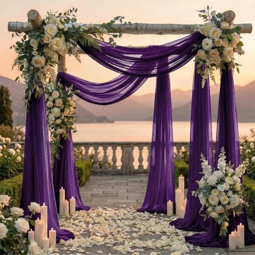 Pack of 2 Wedding Arch Drape Panel Fabric 30" x 30ft - Cadbury Purple in Cadbury Purple, alternate view 4