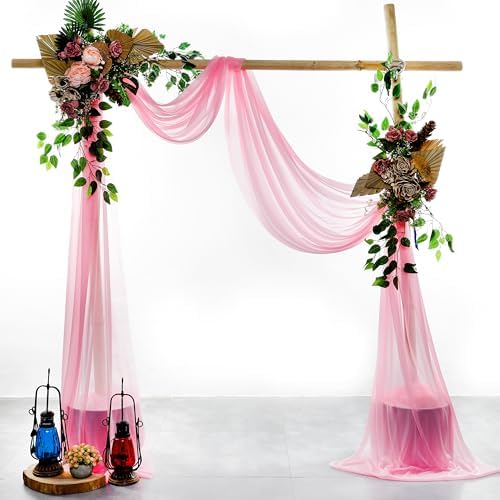 Pack of 2 Wedding Arch Drape Panel Fabric 30" x 30ft - Coral in Coral, alternate view 2