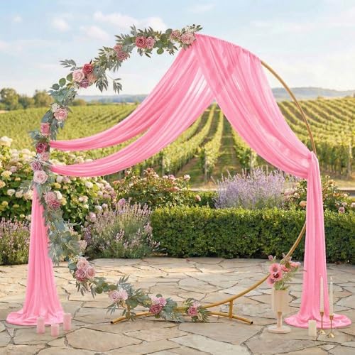 Pack of 2 Wedding Arch Drape Panel Fabric 30" x 30ft - Coral in Coral, alternate view 3