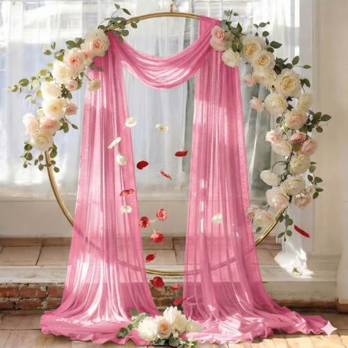 Pack of 2 Wedding Arch Drape Panel Fabric 30" x 30ft - Coral in Coral, alternate view 6
