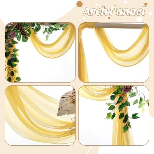 Pack of 2 Wedding Arch Drape Panel Fabric 30" x 30ft - Gold in 2 Panel (30 Ft Long X 30" Width) in Gold, alternate view 5