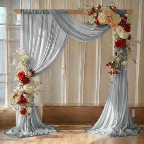 Pack of 2 Wedding Arch Drape Panel Fabric 30" x 30ft - Grey in Grey