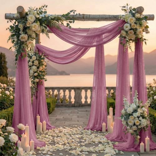 Pack of 2 Wedding Arch Drape Panel Fabric 30" x 30ft - Mauva in Mauva, alternate view 4