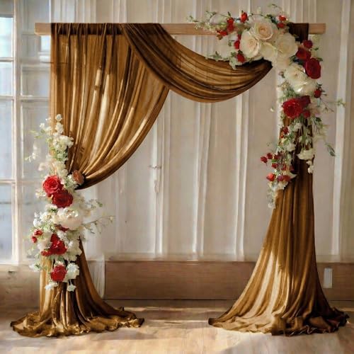 Pack of 2 Wedding Arch Drape Panel Fabric 30" x 30ft - Mocha in Mocha
