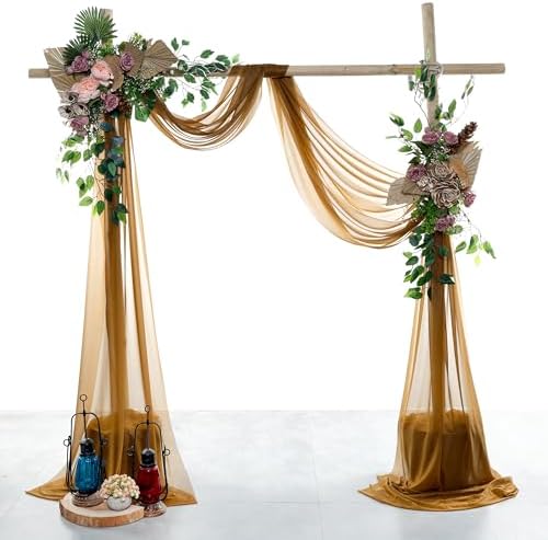 Pack of 2 Wedding Arch Drape Panel Fabric 30" x 30ft - Mocha in Mocha, alternate view 2