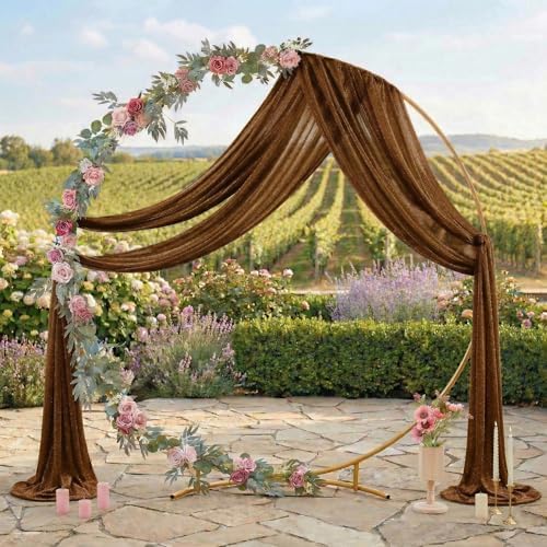 Pack of 2 Wedding Arch Drape Panel Fabric 30" x 30ft - Mocha in Mocha, alternate view 3