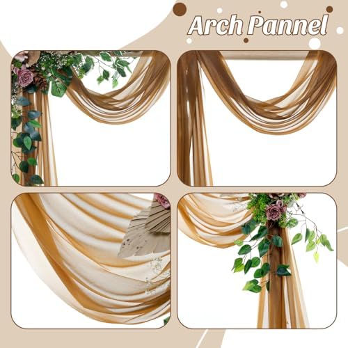 Pack of 2 Wedding Arch Drape Panel Fabric 30" x 30ft - Mocha in Mocha, alternate view 5