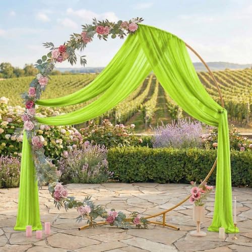 Pack of 2 Wedding Arch Drape Panel Fabric 30" x 30ft - Parrot Green in Parrot Green, alternate view 3