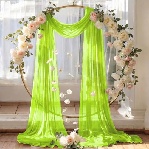 Pack of 2 Wedding Arch Drape Panel Fabric 30" x 30ft - Parrot Green in Parrot Green, alternate view 6