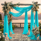 Pack of 2 Wedding Arch Drape Panel Fabric 30" x 30ft - Peacock Blue in Peacock Blue, alternate view 4