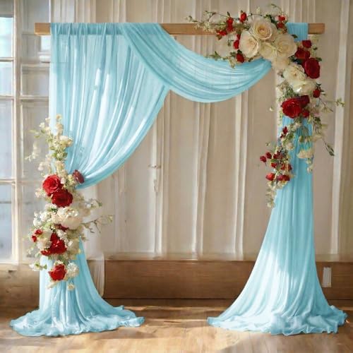 Pack of 2 Wedding Arch Drape Panel Fabric 30" x 30ft - Teal in Teal