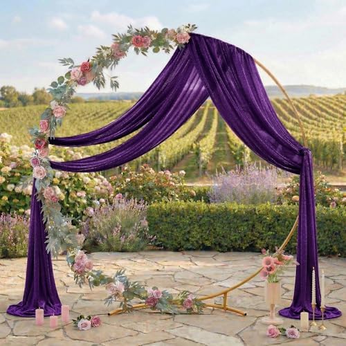 Pack of 2 Wedding Arch Drape Panel Fabric 30" x 40ft - Cadbury Purple in Cadbury Purple, alternate view 3
