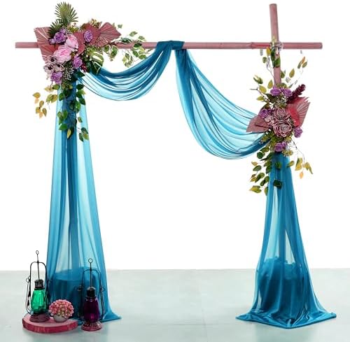 Pack of 2 Wedding Arch Drape Panel Fabric 30" x 40ft - Dark Teal in Dark Teal, alternate view 2