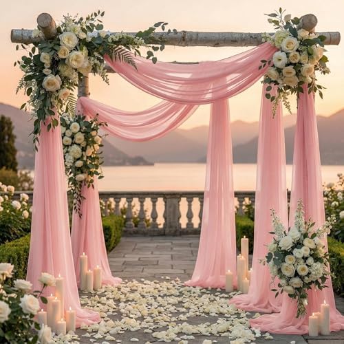 Pack of 2 Wedding Arch Drape Panel Fabric 30" x 40ft - Dusty Rose in Dusty Rose, alternate view 4