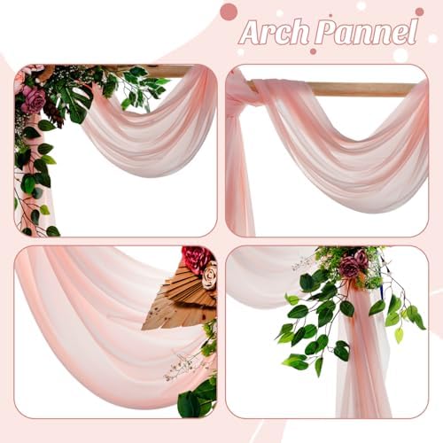 Pack of 2 Wedding Arch Drape Panel Fabric 30" x 40ft - Dusty Rose in Dusty Rose, alternate view 5