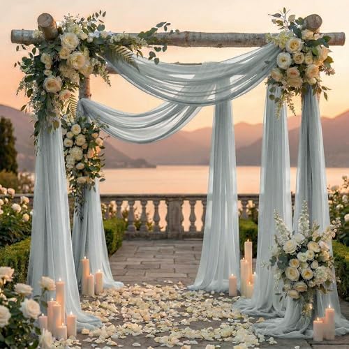 Pack of 2 Wedding Arch Drape Panel Fabric 30" x 40ft - Grey in Grey, alternate view 4