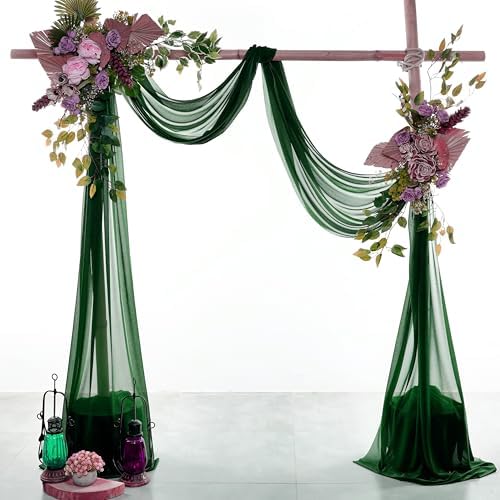 Pack of 2 Wedding Arch Drape Panel Fabric 30" x 40ft - Hunter Green in Hunter Green, alternate view 2