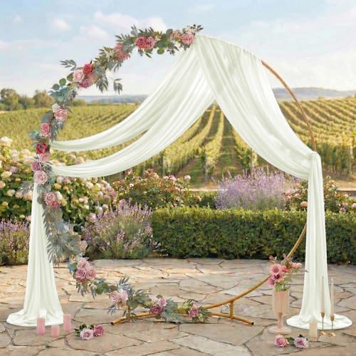 Pack of 2 Wedding Arch Drape Panel Fabric 30" x 40ft - Ivory in Ivory, alternate view 3