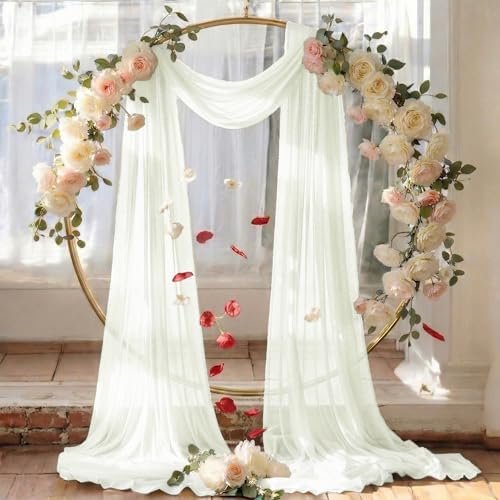 Pack of 2 Wedding Arch Drape Panel Fabric 30" x 40ft - Ivory in Ivory, alternate view 6
