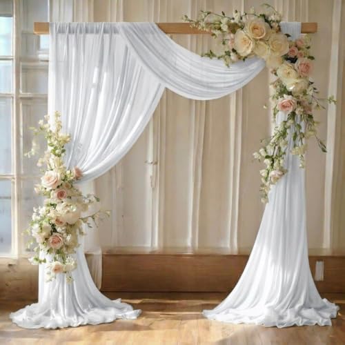 Pack of 2 Wedding Arch Drape Panel Fabric 30" x 40ft - White in White