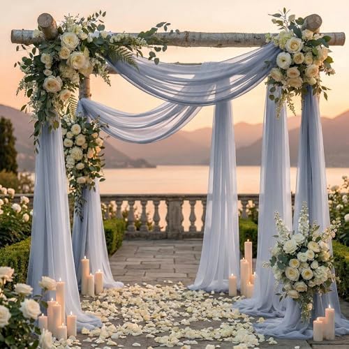 Pack of 2 Wedding Arch Drape Panel Fabric 30" x 50ft - Cool Gray in 2 Panel (50 Ft Long X 30" Width) in Cool, alternate view