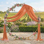 Pack of 2 Wedding Arch Drape Panel Fabric 30" x 50ft - Coral Peach in Coral Peach, alternate view 3