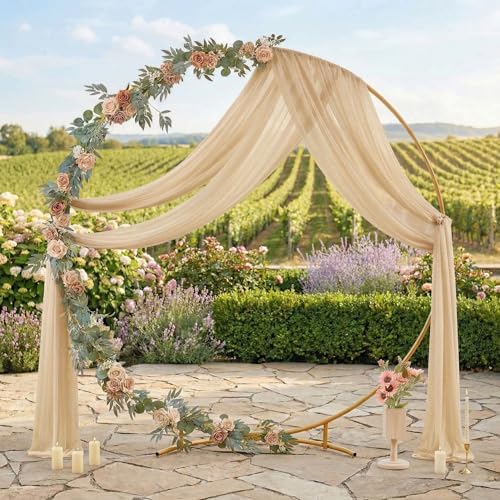 Pack of 2 Wedding Arch Drape Panel Fabric 30" x 75ft - Champagne Gold in Champagne Gold, alternate view 3