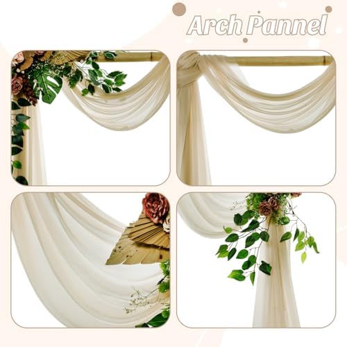Pack of 2 Wedding Arch Drape Panel Fabric 30" x 75ft - Champagne Gold in Champagne Gold, alternate view 5