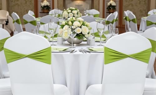 Pack of 25 Spandex Chair Sashes Without Slider Buckles - Apple Green, alternate view 2