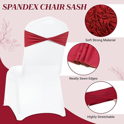Pack of 25 Spandex Chair Sashes Without Slider Buckles - Apple Red, alternate view 4