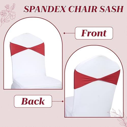 Pack of 25 Spandex Chair Sashes Without Slider Buckles - Apple Red, alternate view 5