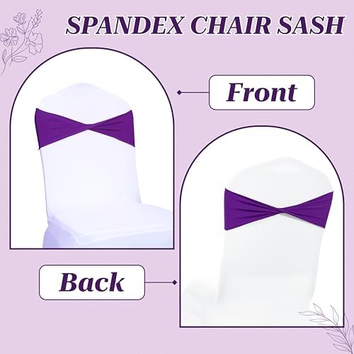 Pack of 25 Spandex Chair Sashes Without Slider Buckles - Cadbury Purple, alternate view 5
