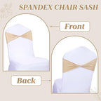 Pack of 25 Spandex Chair Sashes Without Slider Buckles - Champagne Gold, alternate view 5