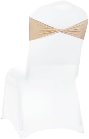 Pack of 25 Spandex Chair Sashes Without Slider Buckles - Champagne Gold, alternate view 6