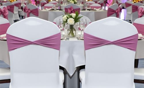 Pack of 25 Spandex Chair Sashes Without Slider Buckles - Dusty Pink, alternate view 2