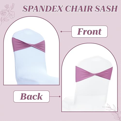Pack of 25 Spandex Chair Sashes Without Slider Buckles - Dusty Pink, alternate view 5