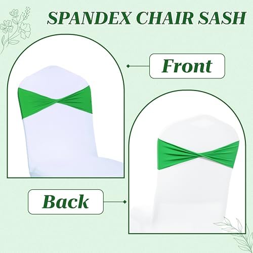 Pack of 25 Spandex Chair Sashes Without Slider Buckles - Light Green in Light Green, alternate view 5