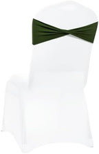 Pack of 25 Spandex Chair Sashes Without Slider Buckles - Olive Green, alternate view 6