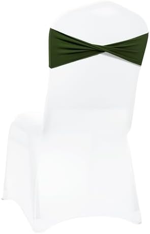 Pack of 25 Spandex Chair Sashes Without Slider Buckles - Olive Green, alternate view 6