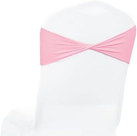 Pack of 25 Spandex Chair Sashes Without Slider Buckles - Pink in Pink