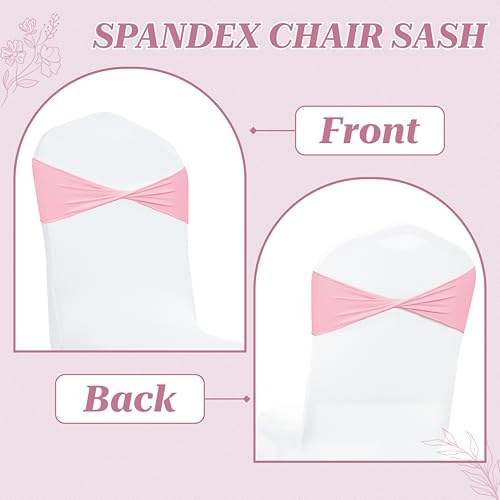 Pack of 25 Spandex Chair Sashes Without Slider Buckles - Pink in Pink, alternate view 5