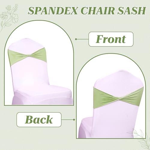 Pack of 25 Spandex Chair Sashes Without Slider Buckles - Sage Green, alternate view 5