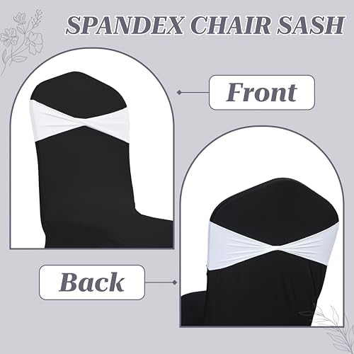 Pack of 25 Spandex Chair Sashes Without Slider Buckles - White in White, alternate view 5