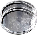 (Pack of 4) 14.7" x 10.6" Oval Shape Chrome Plated Serving Tray Plate Food Art Deco Floral Pattern Engraved