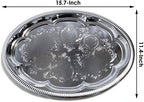 (Pack of 4 Elegant Floral Engraved Serving Tray Chrome Plated Steel Plate Platter Wedding Birthday Holiday Party, alternate