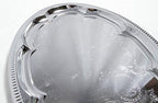 (Pack of 4 Elegant Floral Engraved Serving Tray Chrome Plated Steel Plate Platter Wedding Birthday Holiday Party, alternate