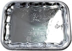 (Pack of 4) Oblong Elegant Floral Engraved Serving Tray Chrome Plated Steel Plate Platter Wedding Birthday, alternate view 7