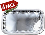 (Pack of 4) Oblong Elegant Floral Engraved Serving Tray Chrome Plated Steel Plate Platter Wedding Birthday, alternate view 3