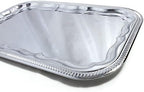 (Pack of 4) Oblong Elegant Floral Engraved Serving Tray Chrome Plated Steel Plate Platter Wedding Birthday, alternate view 5