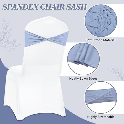 Pack of 50 Spandex Chair Sashes Without Slider Buckles - Baby Blue, alternate view 4